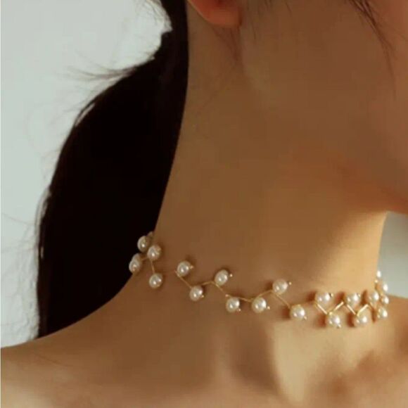 Bohemian Chic Faux Pearl Choker for Women Gold or Silver Tone - Picture 11 of 11